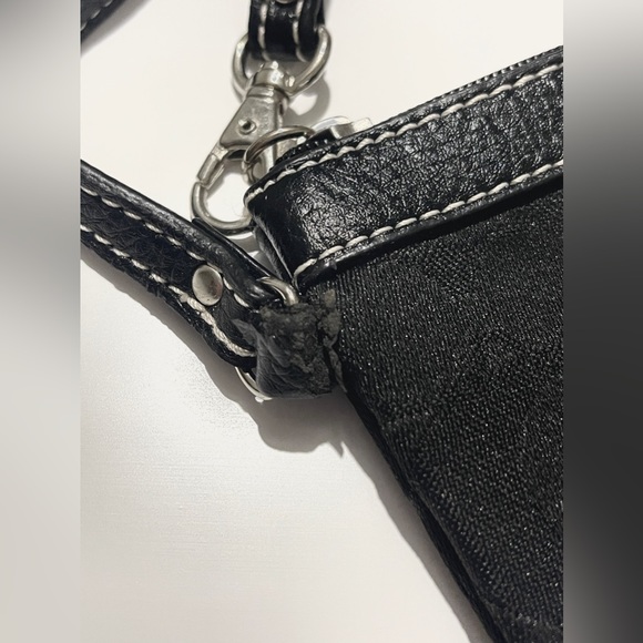 Coach Wristlet Pouch with Signature Pattern in Black - Picture 3 of 6